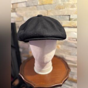 London New York Paris Grey Herringbone Wool Blend Newsboy Gatsby Cabbie Golf Cap